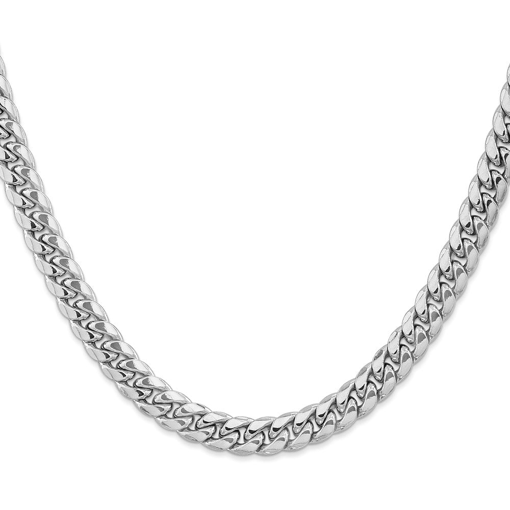 14K White Gold 7.3mm Semi-Solid Miami Cuban 26 Inch Chain