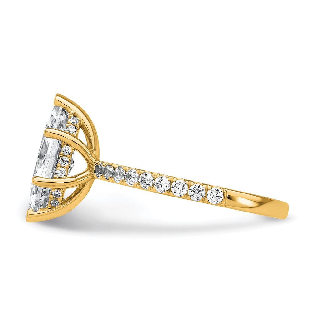 14K Yellow Gold 2 5/8 carat Certified Lab Grown Diamond VS+ F+ Marquise Complete Solitaire with Flair Engagement Ring