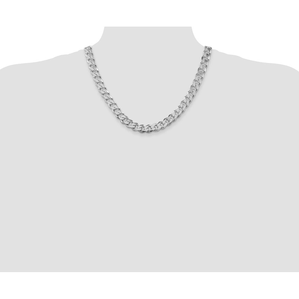 Sterling Silver Rhodium-plated 11mm Curb 20 Inch Chain