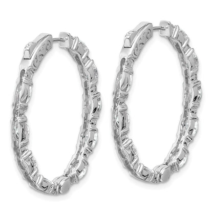14K White Gold 5 1/4 carat Lab Grown Diamond VS/SI+ G+ Oval and Round Complete In and Out Hoop Earrings