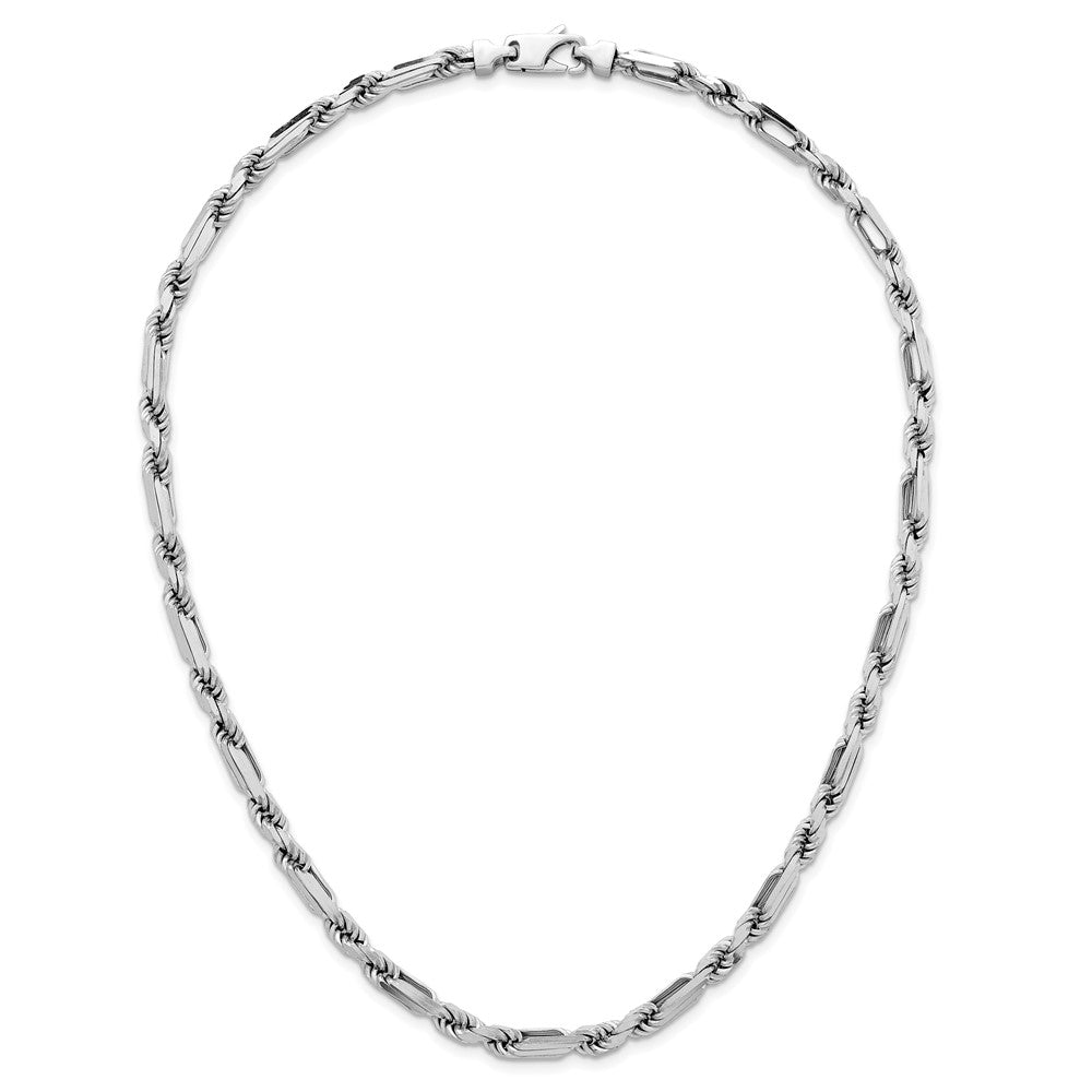 Sterling Silver Rhodium-plated Polished 5.5mm Figaro Rope Chain 20 Inch Necklace