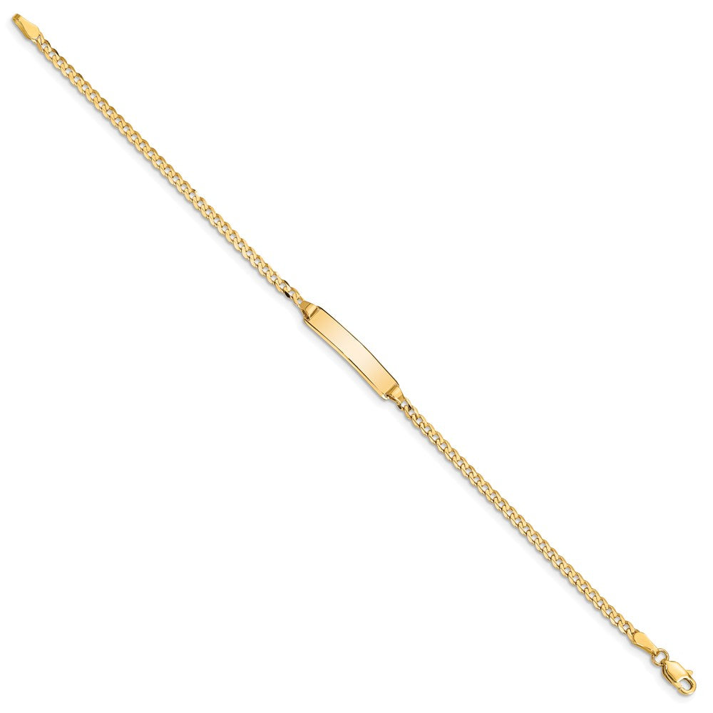14K Yellow Gold Polished Solid Chain/Solid Plate Curb Link 20x4.8mm Plate 5.5 Inch Baby/Child ID Bracelet