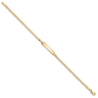 14K Yellow Gold Polished Solid Chain/Solid Plate Curb Link 20x4.8mm Plate 5.5 Inch Baby/Child ID Bracelet