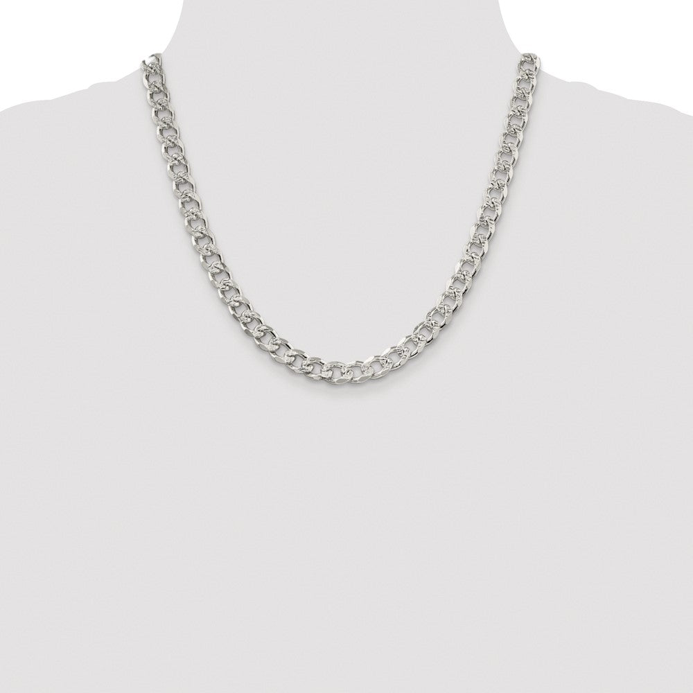 Sterling Silver Rhodium-plated 8.3mm Pav‚ Curb 20 Inch Chain