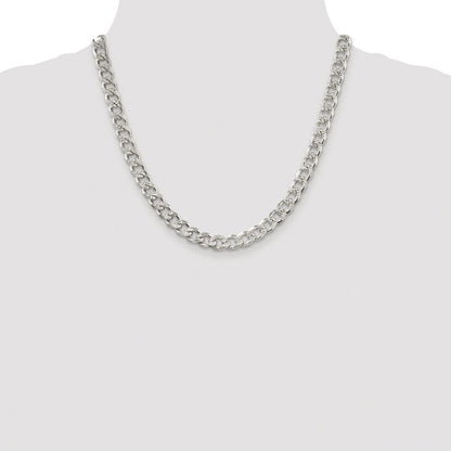 Sterling Silver Rhodium-plated 8.3mm Pav‚ Curb 20 Inch Chain