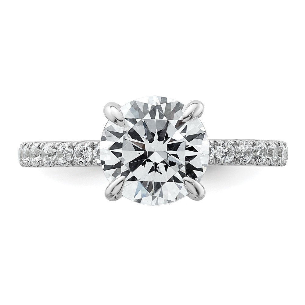 14K White Gold 2 3/8 carat Certified Lab Grown Diamond VS/SI+ G+ Round Complete Solitaire with Flair Engagement Ring