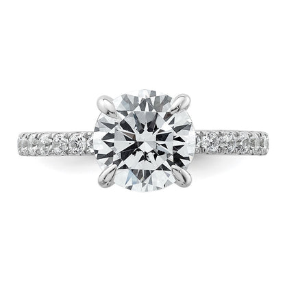 14K White Gold 2 3/8 carat Certified Lab Grown Diamond VS/SI+ G+ Round Complete Solitaire with Flair Engagement Ring