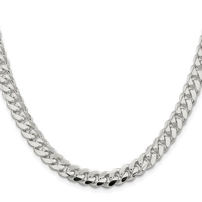 Sterling Silver Rhodium-plated 7.8mm Polished Domed Curb 22 Inch Chain
