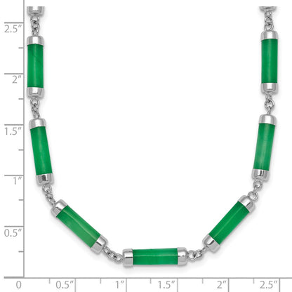 Sterling Silver Rhodium-plated Polished Jade Bars 16.75 Inch with 0.5 Inch Extension Necklace