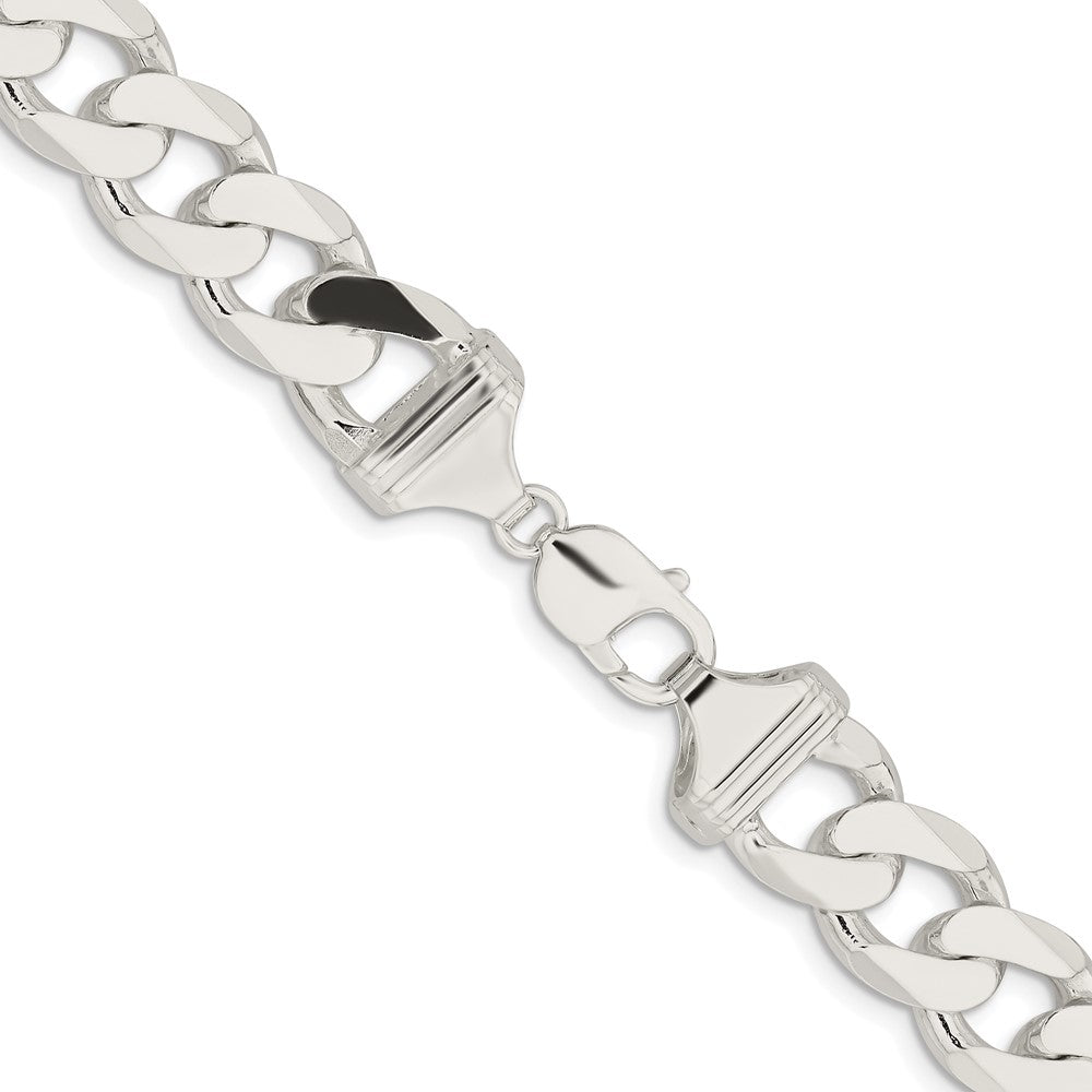 Sterling Silver Rhodium-plated 14.5mm Curb 28 Inch Chain