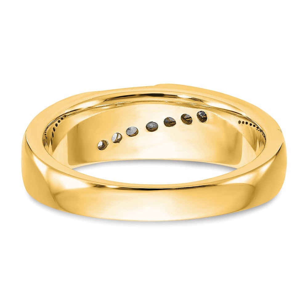 True Origin 14K Yellow Gold Men's 1/4 carat Lab Grown Diamond VS+ F+ Complete Brushed and Polished Wedding Band Ring