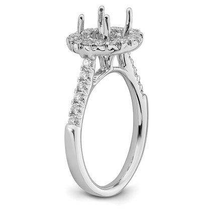True Origin 14K White Gold 1/2 carat Lab Grown Diamond VS+ F+ Semi-Mount Round Halo Engagement Ring