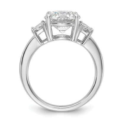 14K White Gold 3/4 carat Lab Grown Diamond VS+ F+ Trapezoid Sidestones Holds 3 carat Center Round Semi Mount Engagement Ring