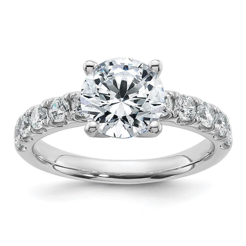 14K White Gold Certified 3 3/4 carat Lab Grown Diamond VS+ F+ Round Complete Engagement Ring