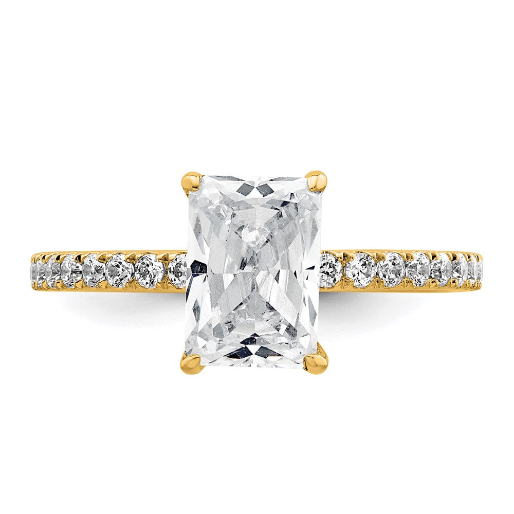 14K Yellow Gold 2 carat Certified Lab Grown Diamond VS+ F+ Radiant Complete Solitaire with Flair Engagement Ring