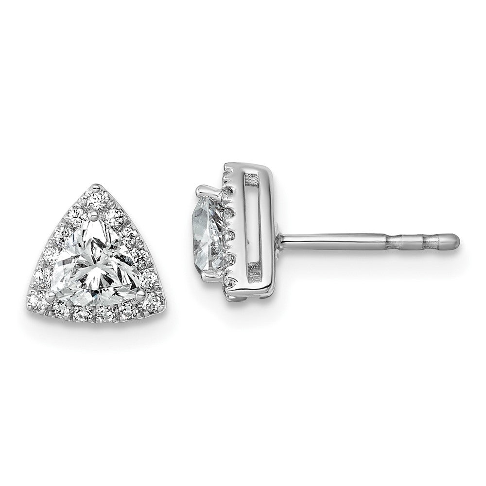 14K White Gold 5/8 carat Lab Grown Diamond VS/SI+ G+ Complete Trillion Halo Post Earrings