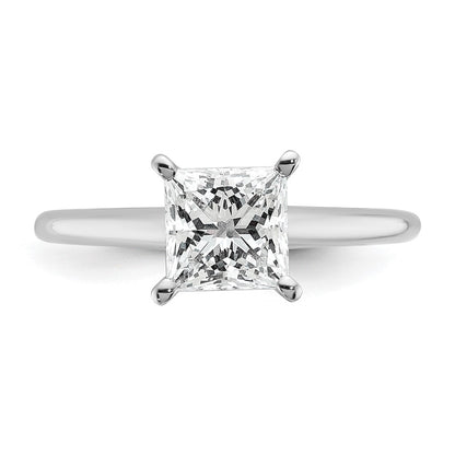 14K White Gold 1 1/2 carat Lab Grown Diamond VS+ F+ Princess Complete Solitaire Engagement Ring