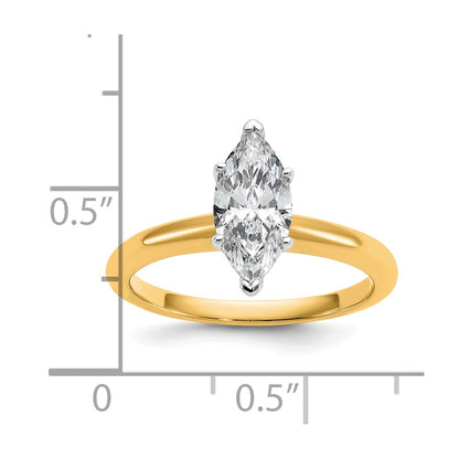 14K Two-Tone Gold Two-tone 1 carat Certified Lab Grown Diamond VS+ F+ Marquise Solitaire Complete Engagement Ring