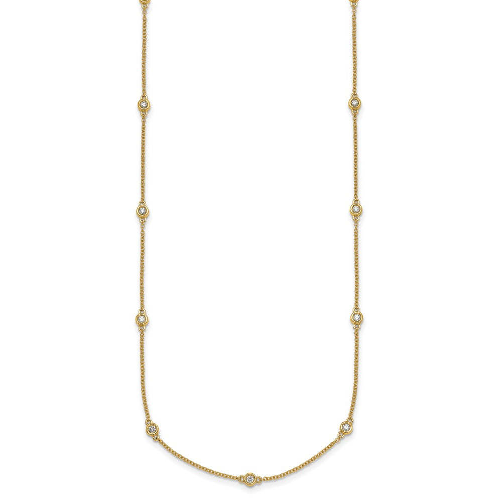 14K Yellow Gold Complete 1/3 carat Bezel-set Diamond and Cable Chain 13-Station 16 Inch Necklace