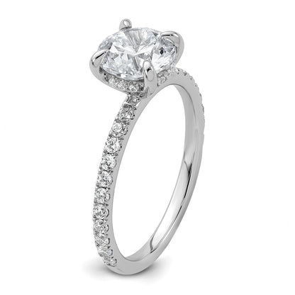 14K White Gold 2 carat Certified Lab Grown Diamond VS+ F+ Round Complete Solitaire with Flair Engagement Ring
