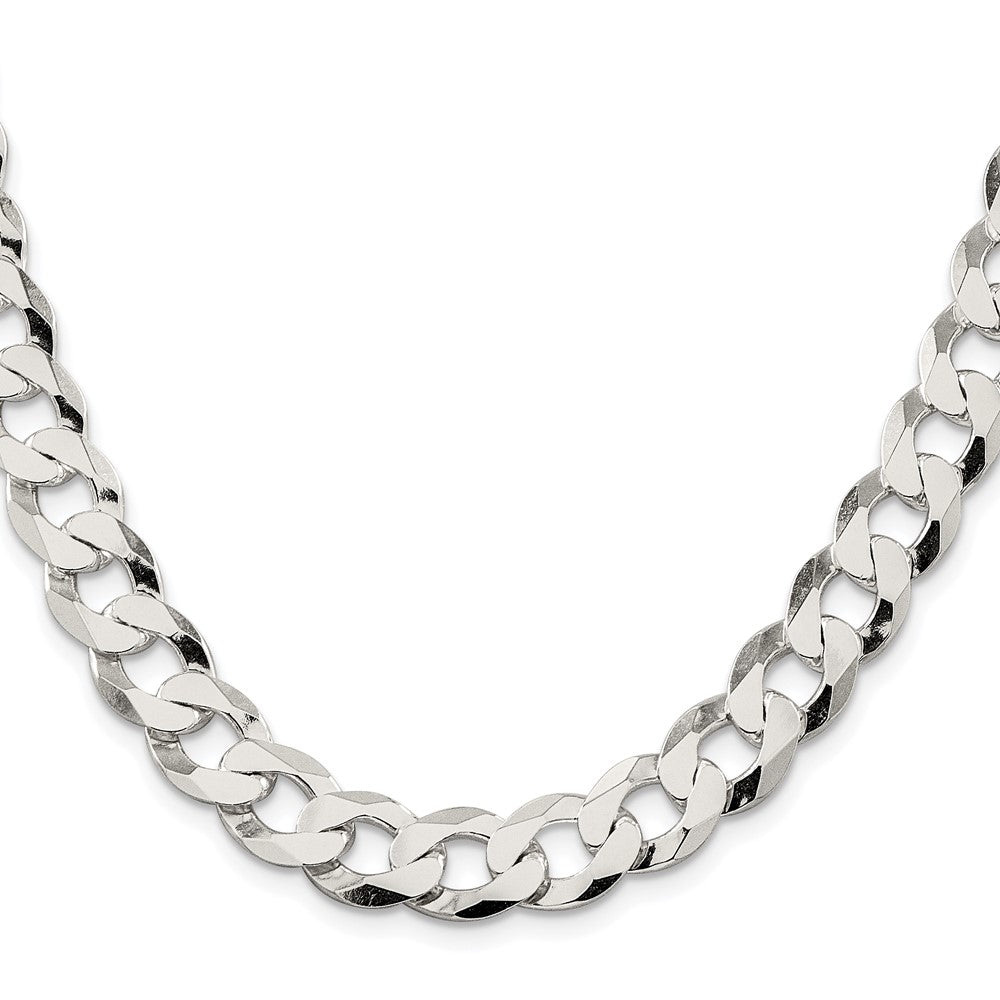 Sterling Silver Rhodium-plated 11.75mm Flat Curb 24 Inch Chain