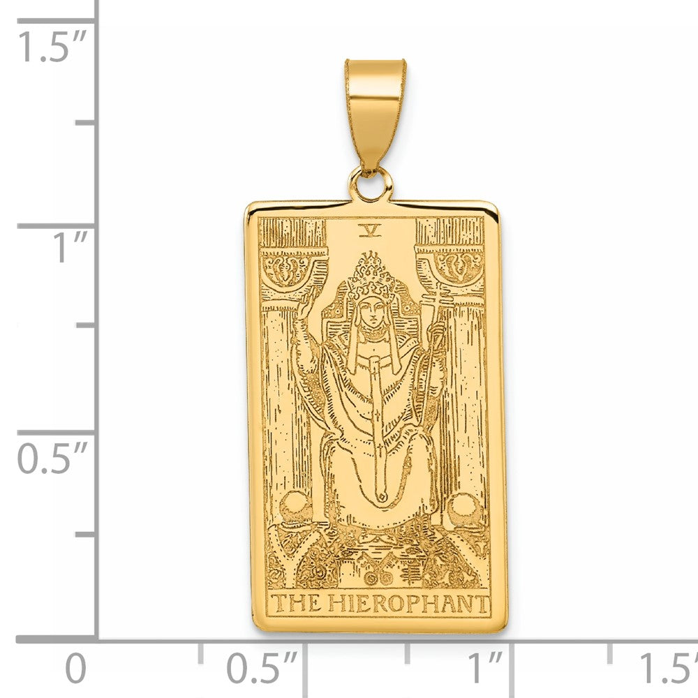 14K Yellow Gold The Hierophant Tarot Card Pendant