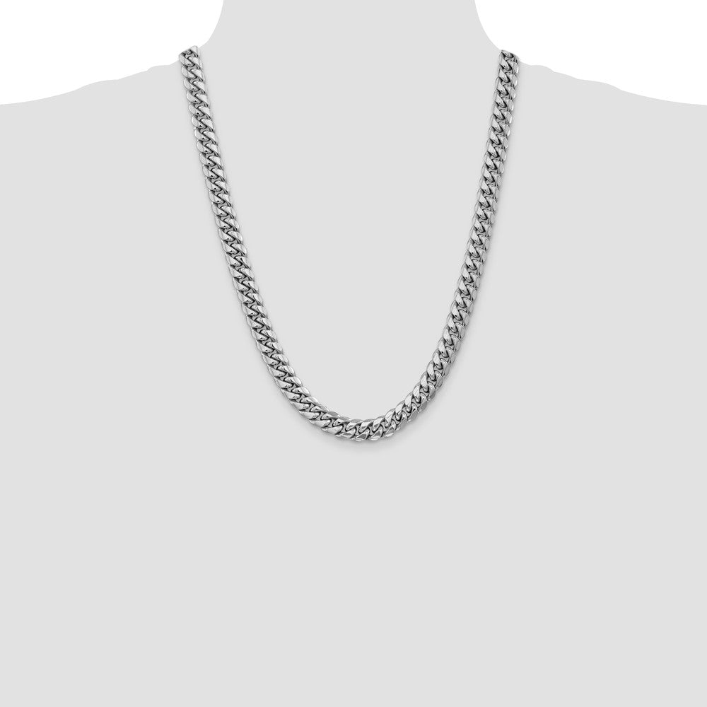 14K White Gold 9.3mm Semi-Solid Miami Cuban 24 Inch Chain