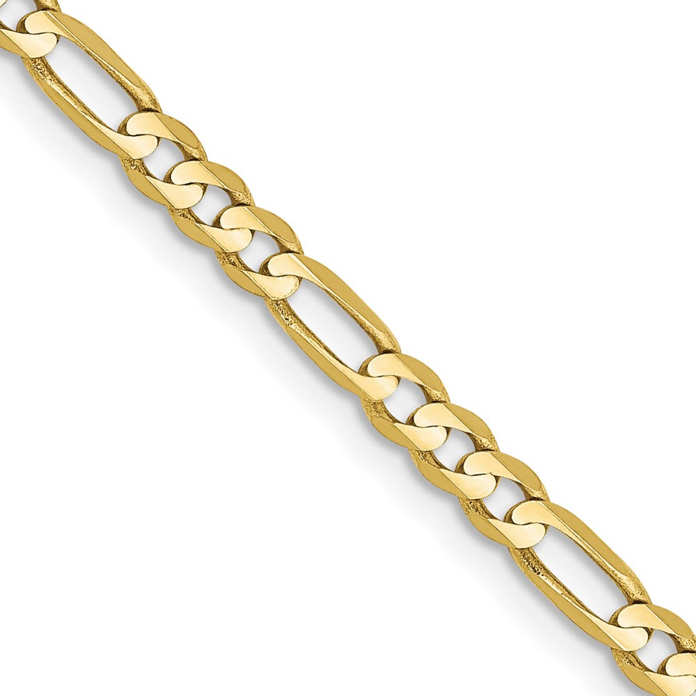10K Yellow Gold 3mm Flat Figaro 26 Inch Chain