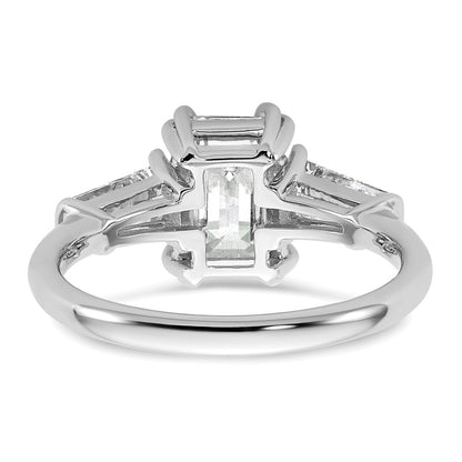 14K White Gold 2 1/5 carat Lab Grown Diamond VS+ F+ Complete Emerald and Tapered Baguette Engagement Ring