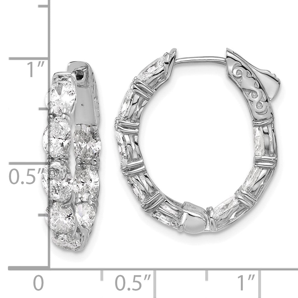 14K White Gold 4 carat Lab Grown Diamond VS/SI+ G+ Oval and Round Complete In and Out Hoop Earrings