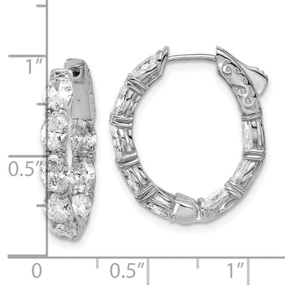 14K White Gold 4 carat Lab Grown Diamond VS/SI+ G+ Oval and Round Complete In and Out Hoop Earrings