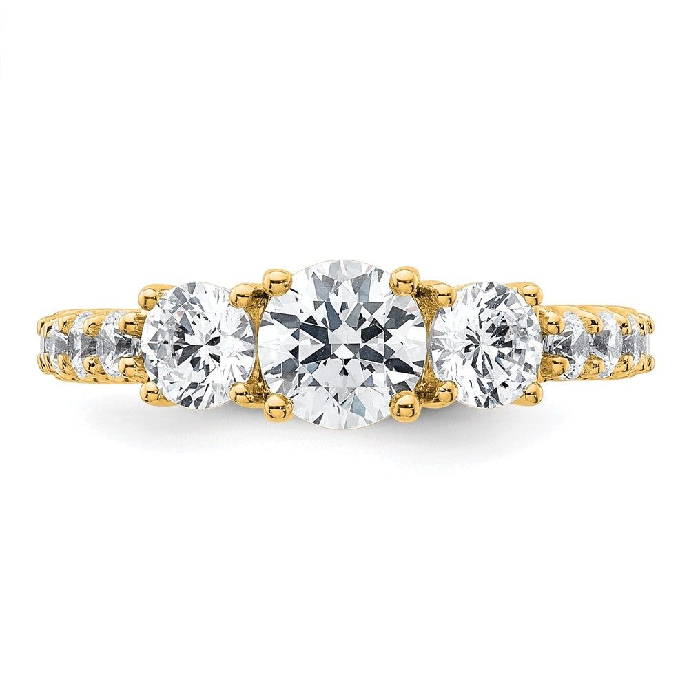 True Origin 14K Yellow Gold 2 carat Lab Grown Diamond VS+ F+ Complete Round Three Stone Ring