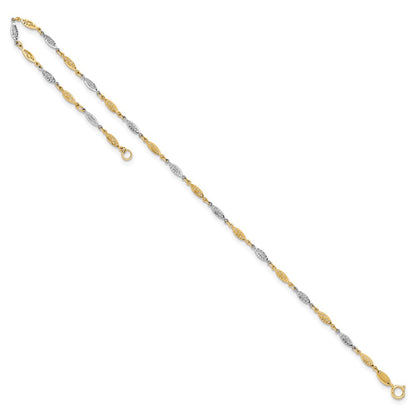 14K Two-Tone Gold Two-tone Diamond-cut Infinity Link 9 Inch Plus 1 Inch Extender - Total 10 Inch Anklet