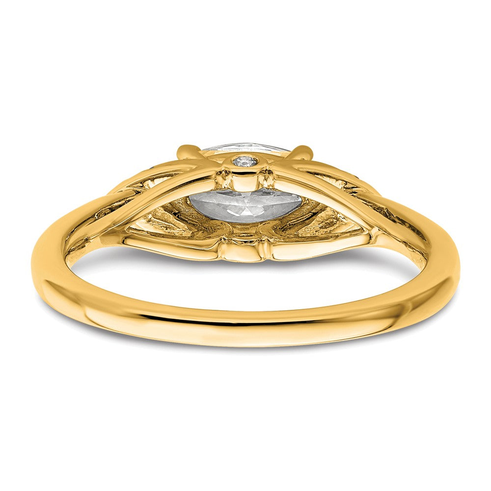 14K Yellow Gold 1/20 carat Lab Grown Diamond VS/SI+ G+ 1 carat Center East-West Marquise Semi Mount Engagement Ring