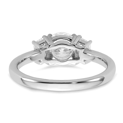 14K White Gold 1 3/8 carat Lab Grown Diamond VS+ F+ Round with Trapezoid Sidestones Complete Engagement Ring