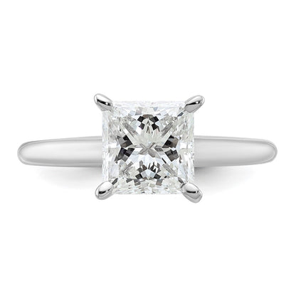 14K White Gold 2 carat Certified Lab Grown Diamond VS+ F+ Princess Complete Solitaire Engagement Ring