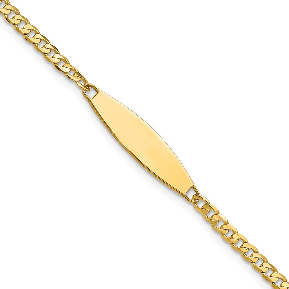 14K Yellow Gold Polished Solid Chain/Solid Plate Curb Link 36x5.1mm Plate 8 Inch ID Bracelet