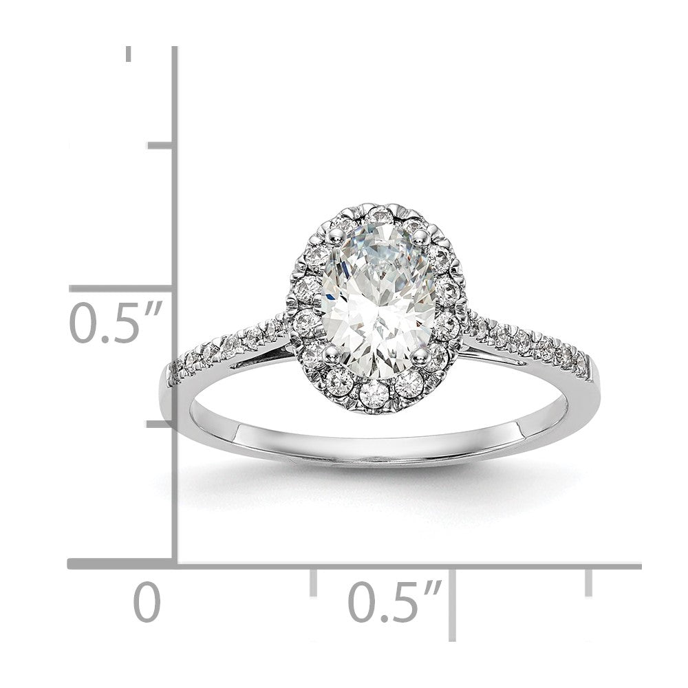 14K White Gold Halo (Holds 1 carat (7x5mm) Oval Center) 1/4 carat Diamond Semi-mount Engagement Ring