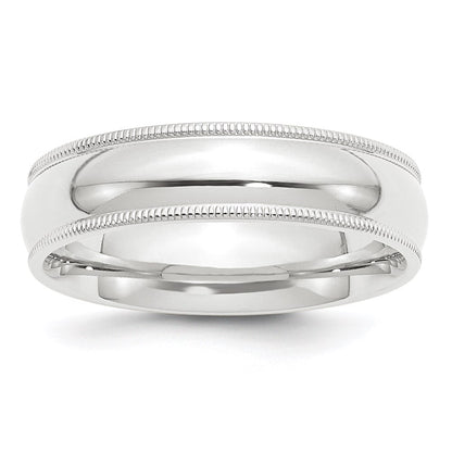 Platinum 6mm Polished Milgrain Comfort-Fit Wedding Band Ring