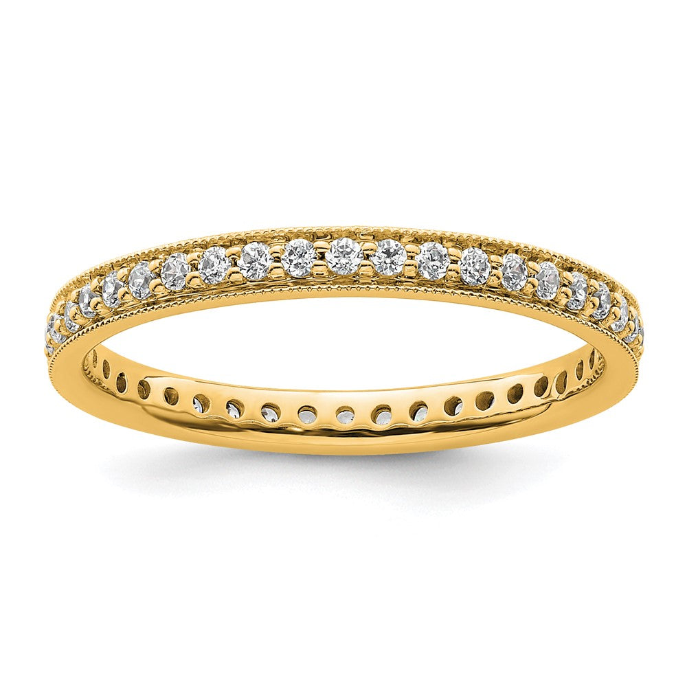 14K Yellow Gold Polished Size 9 Vintage 1/2 carat Diamond Complete Eternity Wedding Band Ring