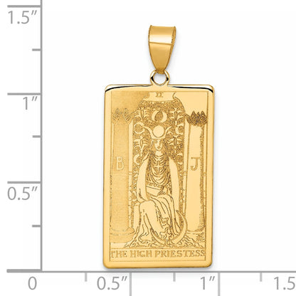 14K Yellow Gold The High Priestess Tarot Card Pendant