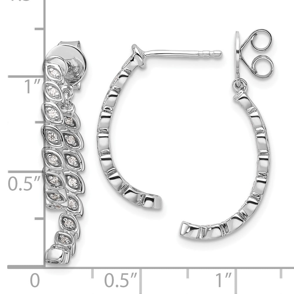 14K White Gold Polished 1/5 carat Diamond Front and Back Dangle Earrings