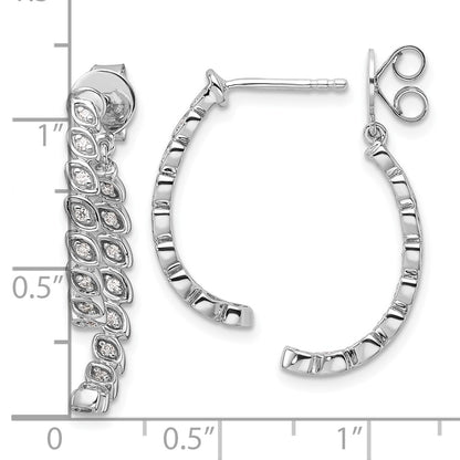 14K White Gold Polished 1/5 carat Diamond Front and Back Dangle Earrings