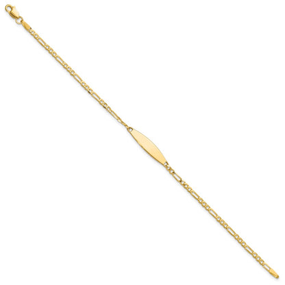 14K Yellow Gold Polished Solid Chain/Solid Plate Figaro Link 24.6x5.5mm Plate 7 Inch ID Bracelet
