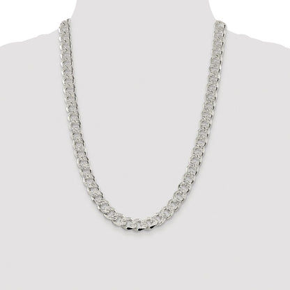 Sterling Silver Rhodium-plated 11.0mm Pav‚ Curb 24 Inch Chain