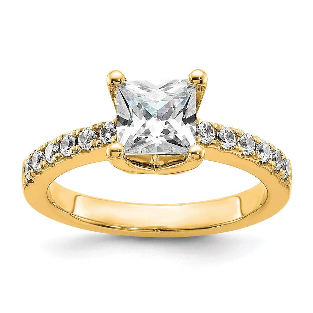 True Origin 14K Yellow Gold 3/8 carat Lab Grown Diamond VS+ F+ Semi-Mount Princess Engagement Ring