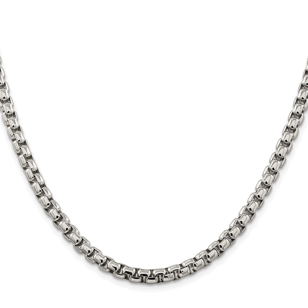 Sterling Silver Rhodium-plated 5.2mm Round Box 30 Inch Chain