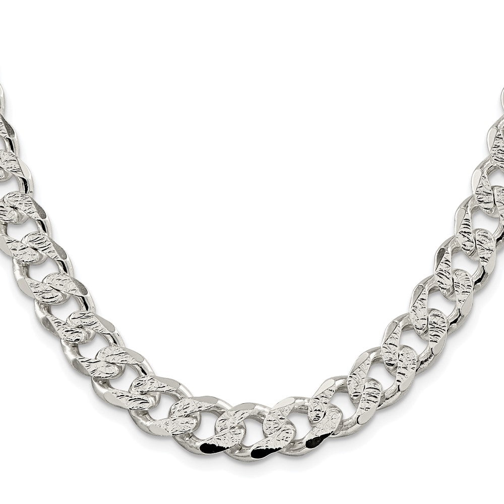 Sterling Silver Rhodium-plated 11.0mm Pav‚ Curb 20 Inch Chain