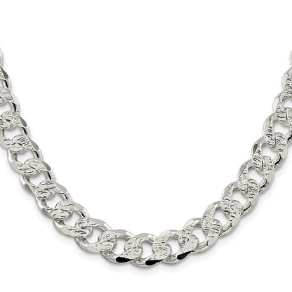 Sterling Silver Rhodium-plated 11.0mm Pav‚ Curb 20 Inch Chain