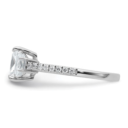 14K White Gold 3/4 carat Lab Grown Diamond VS+ F+Half Moon 1 carat Center Radiant Semi Mount Three Stone Engagement Ring